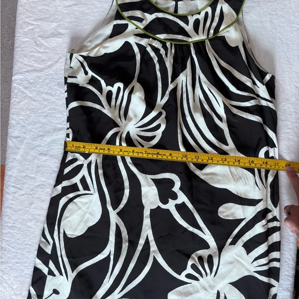 Women’s Anne Taylor Silk Black And White Floral A Line Sleeveless Back Zip Lined - Picture 8 of 11